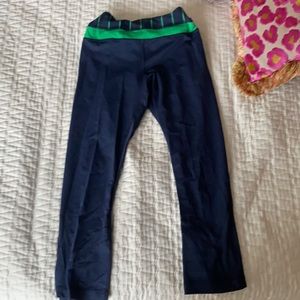 Navy leggings with the coolest waist band!